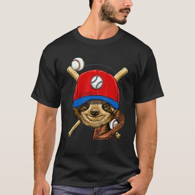 Baseball Player Sloth  Pitcher Catcher Baseball Co T-Shirt (Front)