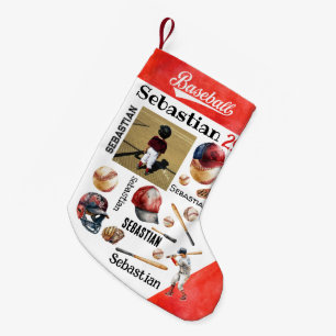 Baseball Player Softball PERSONALIZED Photo & Name Small Christmas Stocking