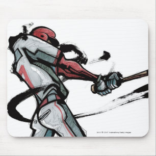 Baseball player swinging bat, side view mouse mat