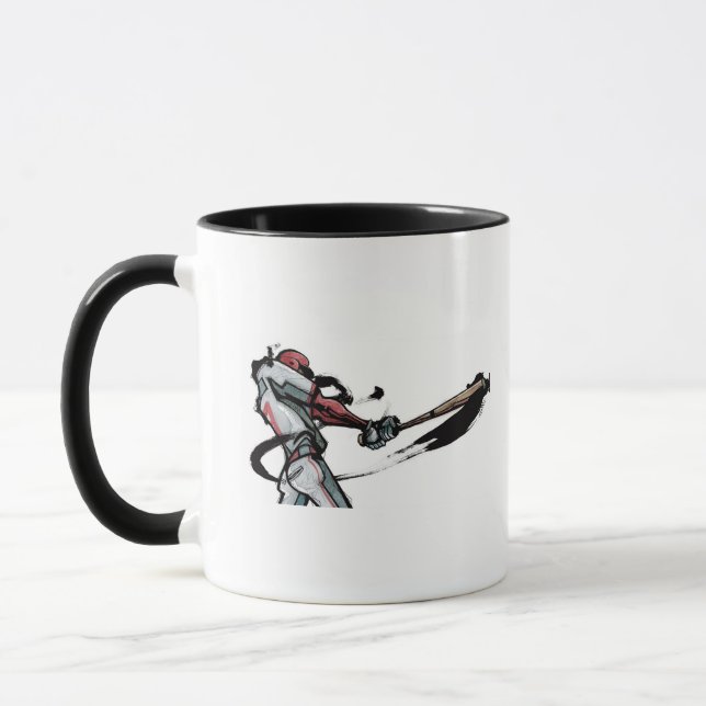 Baseball player swinging bat, side view mug (Left)