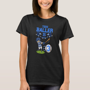 Baseball Player This Baller Is 3 Birthday Baseball T-Shirt