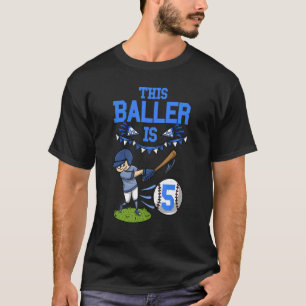 Baseball Player This Baller Is 5 Birthday Baseball T-Shirt