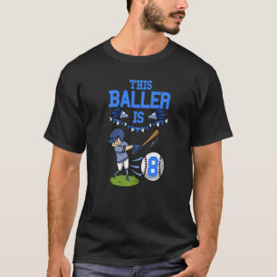 Baseball Player This Baller Is 8 Baseball Birthday T-Shirt
