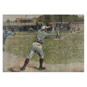 Baseball Player Thrown Out at Second Base Cutting Board