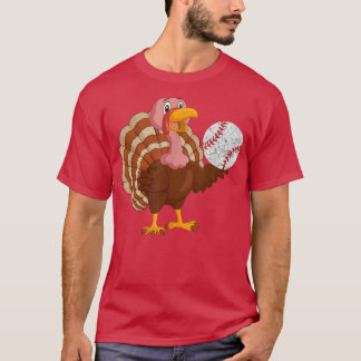 Baseball Player Turkey Funny Thanksgiving Day T-Shirt