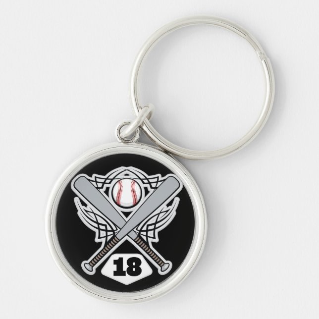Baseball Player Uniform Number 18 Key Ring (Front)