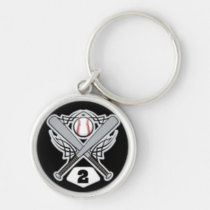 Baseball Player Uniform Number 2 Key Ring