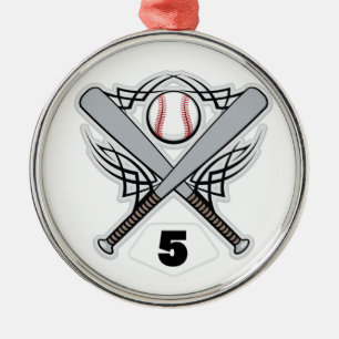 Baseball Player Uniform Number 5 Metal Tree Decoration