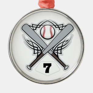 Baseball Player Uniform Number 7 Metal Tree Decoration