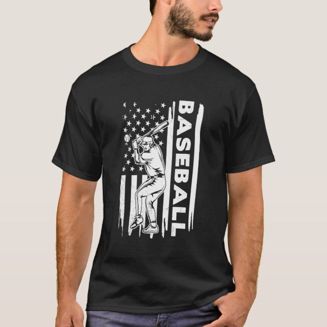 Baseball player US flag graphic concept T-Shirt (Front)