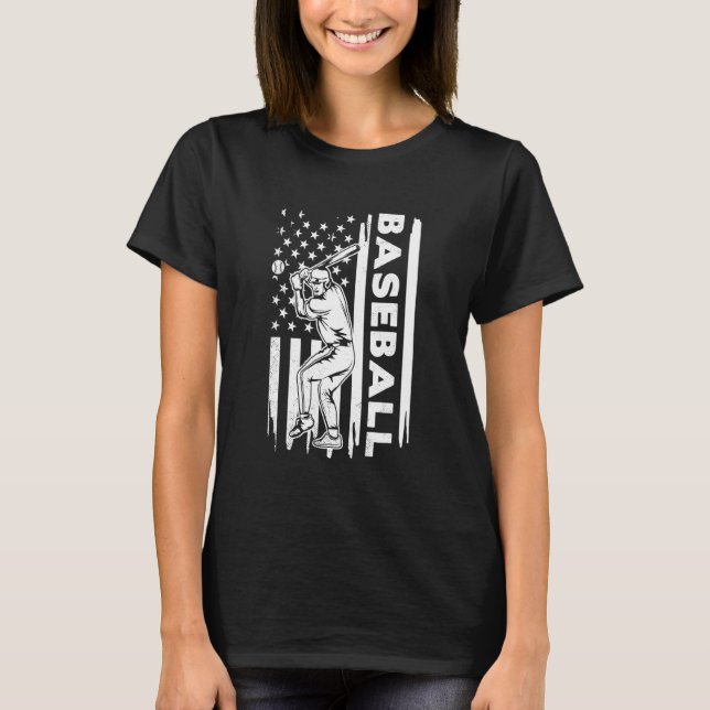 Baseball player US flag graphic concept T-Shirt (Front)