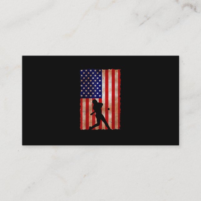 Baseball Player US Flag Patriotic Softball USA Business Card (Front)