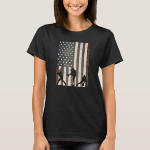 Baseball Player Vintage USA American Flag Patrioti T-Shirt