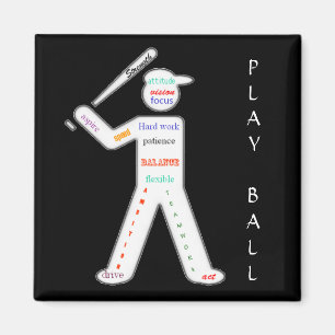 Baseball Player with Motivational Words Magnet