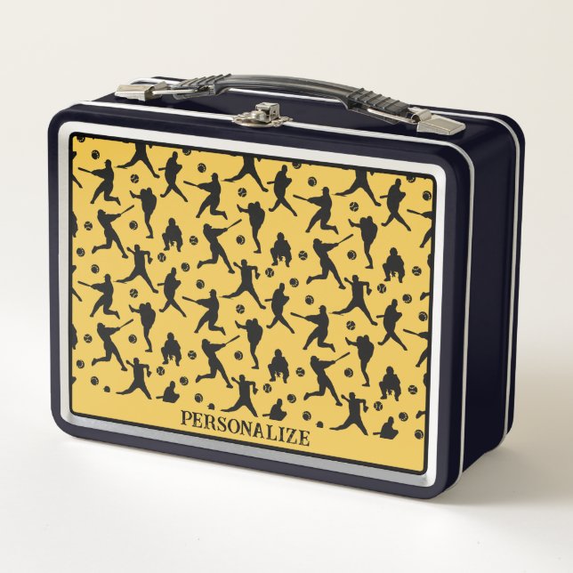 Baseball Players Sports Personalised Metal Lunch Box (Front)