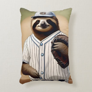 Baseball Playing Sloth, Decorative Cushion