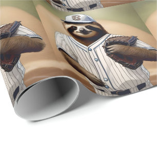 Baseball Playing Sloth, Wrapping Paper