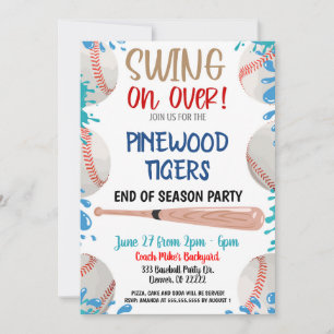 Baseball Pool Party Invitation