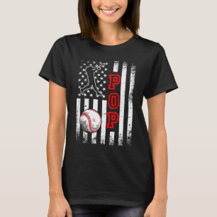 Baseball Pop American Flag  Vintage Baseball T-Shirt