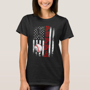 Baseball Poppa American Flag Vintage Baseball T-Shirt