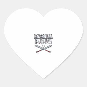 Baseball Poppa Vintage Engraving Shirt Design_1 Heart Sticker