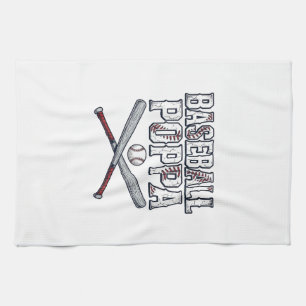 Baseball Poppa Vintage Engraving Shirt Design_1 Tea Towel