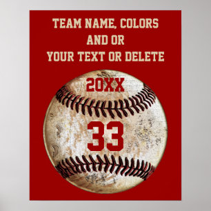 Baseball Posters, Team Colors, Team, Player's Name Poster