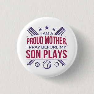 Baseball Proud Mother I Pray Before My Son Plays  3 Cm Round Badge