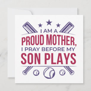 Baseball Proud Mother I Pray Before My Son Plays Invitation