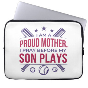 Baseball Proud Mother I Pray Before My Son Plays  Laptop Sleeve