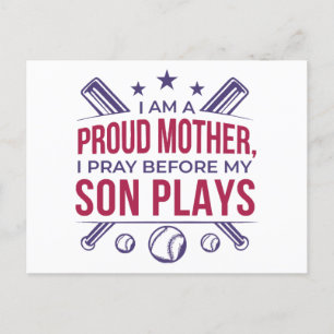 Baseball Proud Mother I Pray Before My Son Plays Postcard