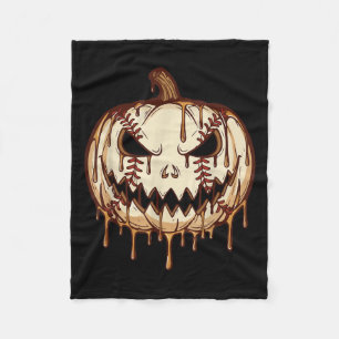 Baseball Pumpkin Halloween Baseball Drip Spooky Ha Fleece Blanket