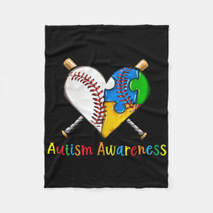 Baseball Puzzle Heart Autism Awareness Month Sport Fleece Blanket