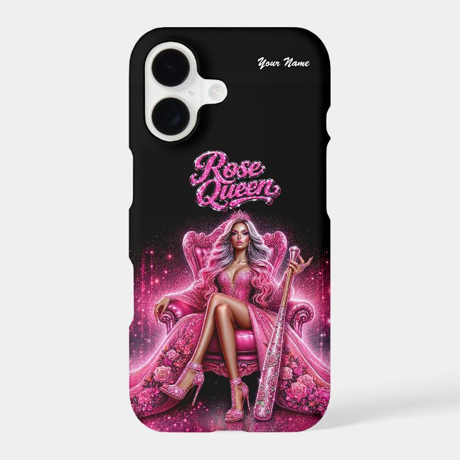 Baseball Queen Pink Glitter iPhone Case (Back)