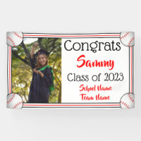 Baseball Red & Black One Photo Graduation