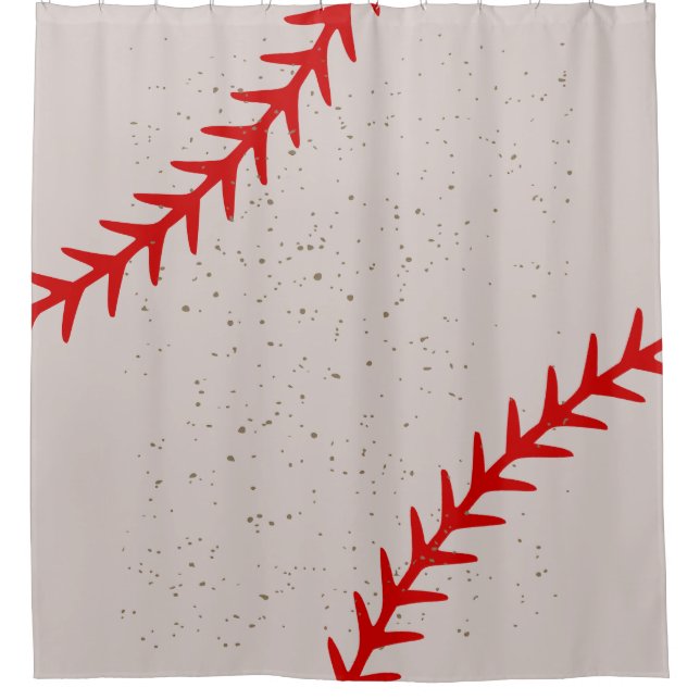 Baseball Red Stitches Lace Themed   Shower Curtain (Front)