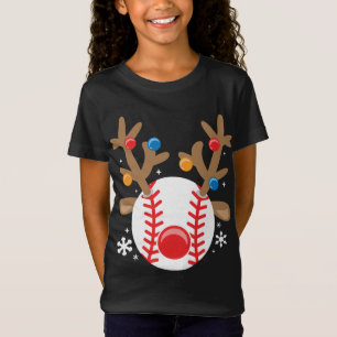 Baseball Reindeer Funny Christmas T-Shirt