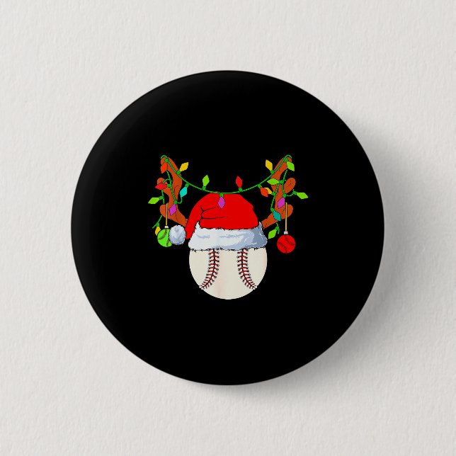 Baseball Reindeer Santa Hat Christmas  6 Cm Round Badge (Front)