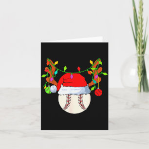 Baseball Reindeer Santa Hat Christmas Card