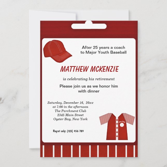 Baseball Retirement Invitation (Front)