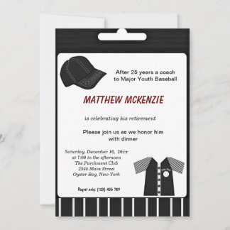 Baseball Retirement Invitation