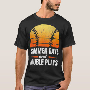 Baseball Retro Vintage Sunset Summer Double Play A T-Shirt