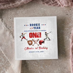Baseball Rookie 1st Birthday Party Napkins