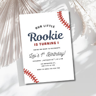 Baseball Rookie 1st Birthday Sports Boys Birthday Invitation