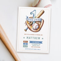 Baseball Rookie Ball Bat Blue Fun Boy 1st Birthday