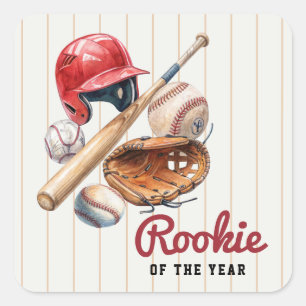 Baseball Rookie Birthday Square Sticker