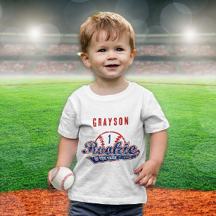 Baseball Rookie of the Year 1st Birthday Party Baby T-Shirt