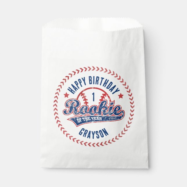 Baseball Rookie of the Year 1st Birthday Party Favour Bags (Front)
