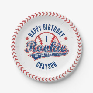 Baseball Rookie of the Year 1st Birthday Party Paper Plate