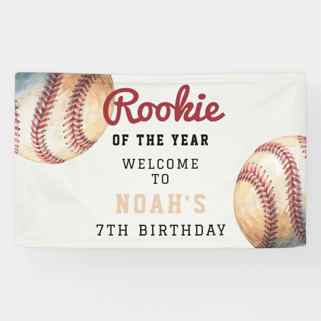 Baseball Rookie of the Year 7th Birthday Welcome  Banner (Horizontal)